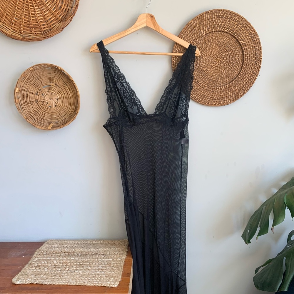 Vintage Lace Mesh Maxi Dress Lingerie